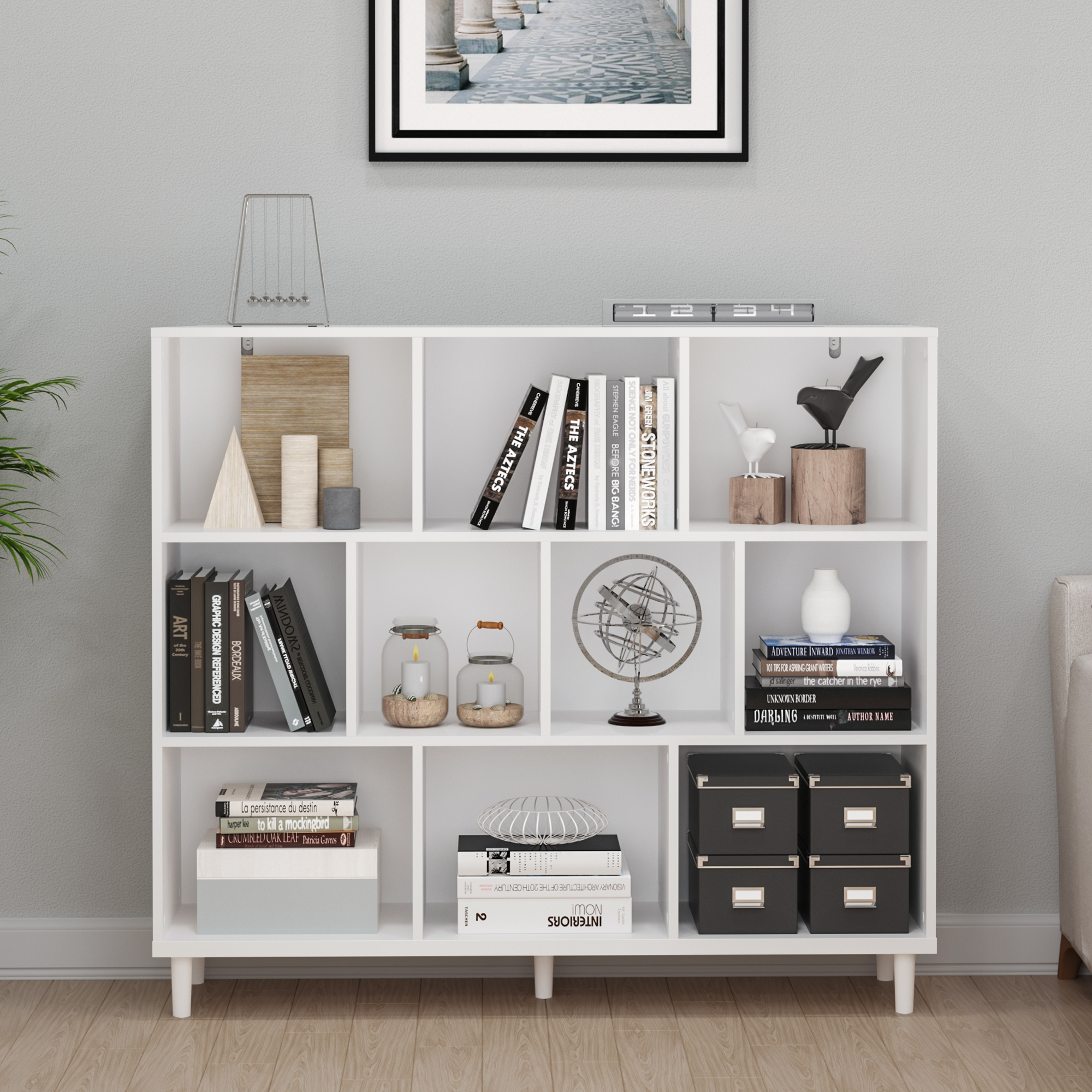 10-Cube Open Bookshelf White 3 - Home & Hotel Textiles Private Limited avaliação e preço