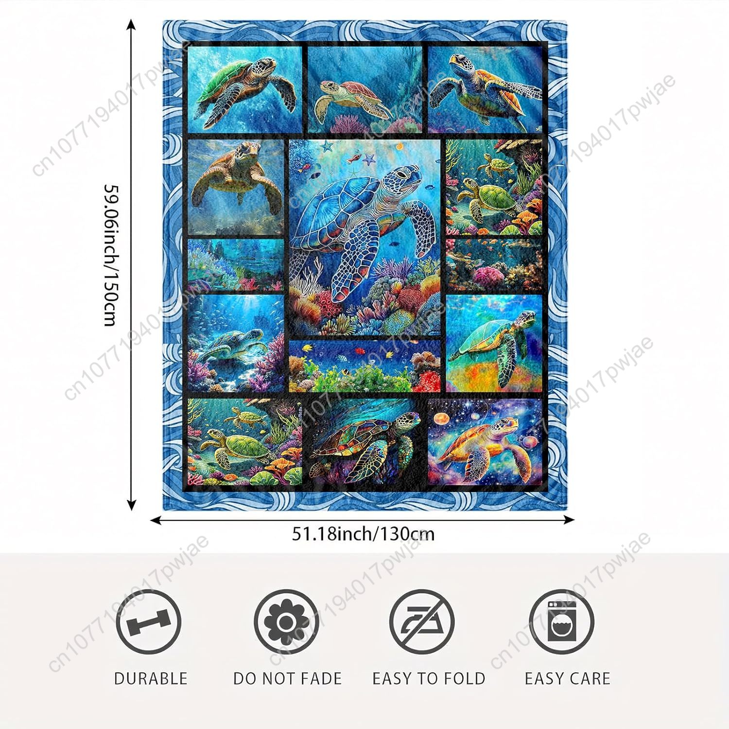 Sea Turtle Flannel Throw Blank - Home Art Textiles avaliação e preço