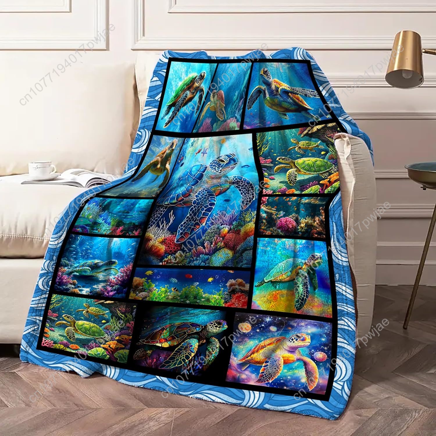 Sea Turtle Flannel Throw Blank - Home Art Textiles avaliação e preço