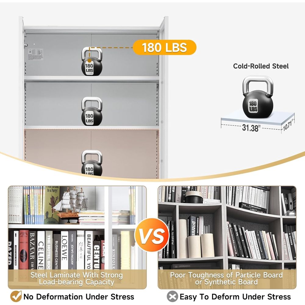 70.87 Tall Metal Bookshelf, 5- - Home & Hotel Textiles Private Limited avaliação e preço