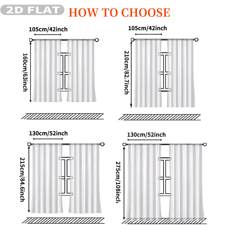 Custom 2D Flat 2pcs Sheer Curt - Textiles For Home avaliação e preço