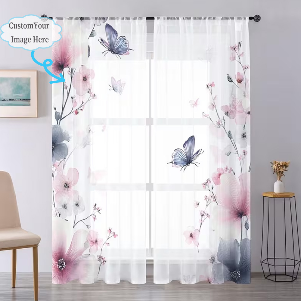 Custom 2D Flat 2pcs Sheer Curt - Textiles For Home avaliação e preço
