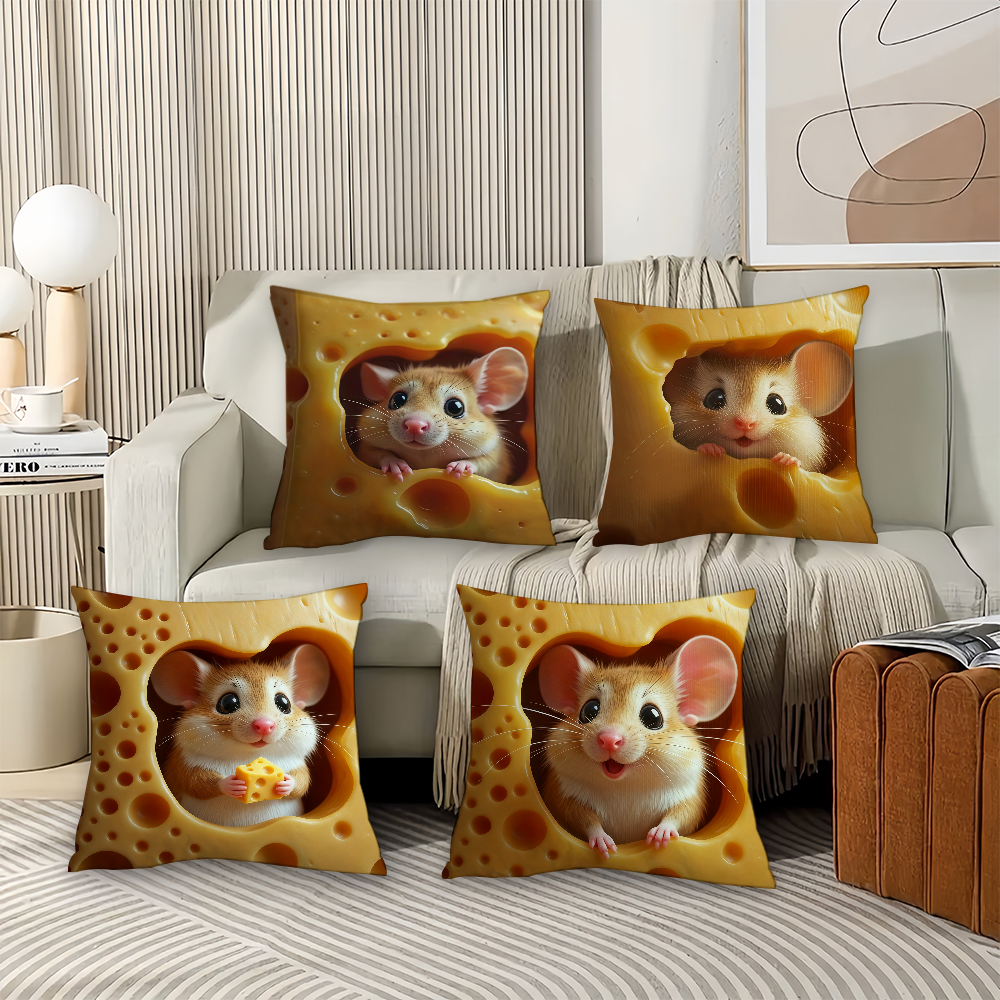 Kawaii Cute Mouse-in-Cheese Pi - Pillow Cover 20X20 avaliação e preço