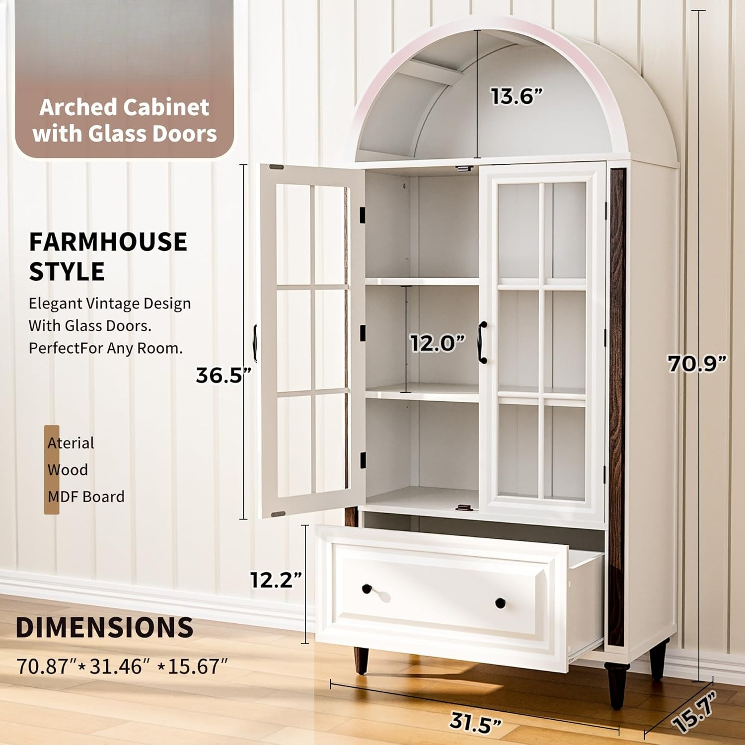 71” Handcrafted Arched Bookcas - Home & Hotel Textiles Private Limited avaliação e preço