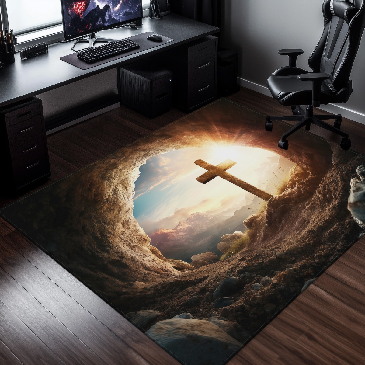 Religious cross cave rug spiri - Sunrise Home Textiles & Apparel avaliação e preço
