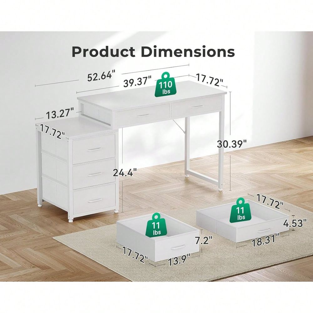 Desk With 5 Drawers, 53 Inch O - Home & Hotel Textiles Private Limited avaliação e preço