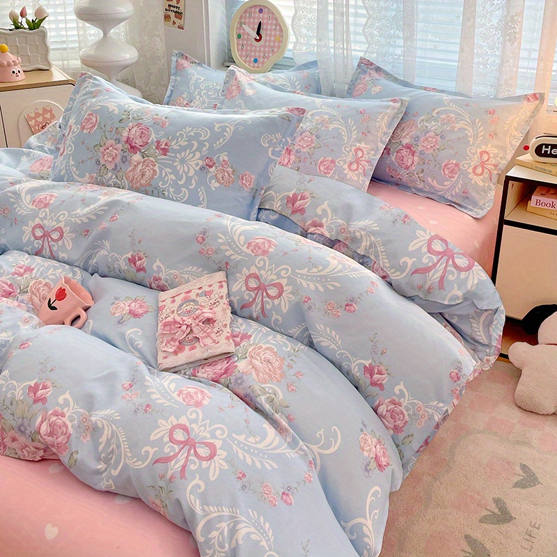 4pc Pastoral Bedding Set Soft  - Linen Duvet Cover avaliação e preço