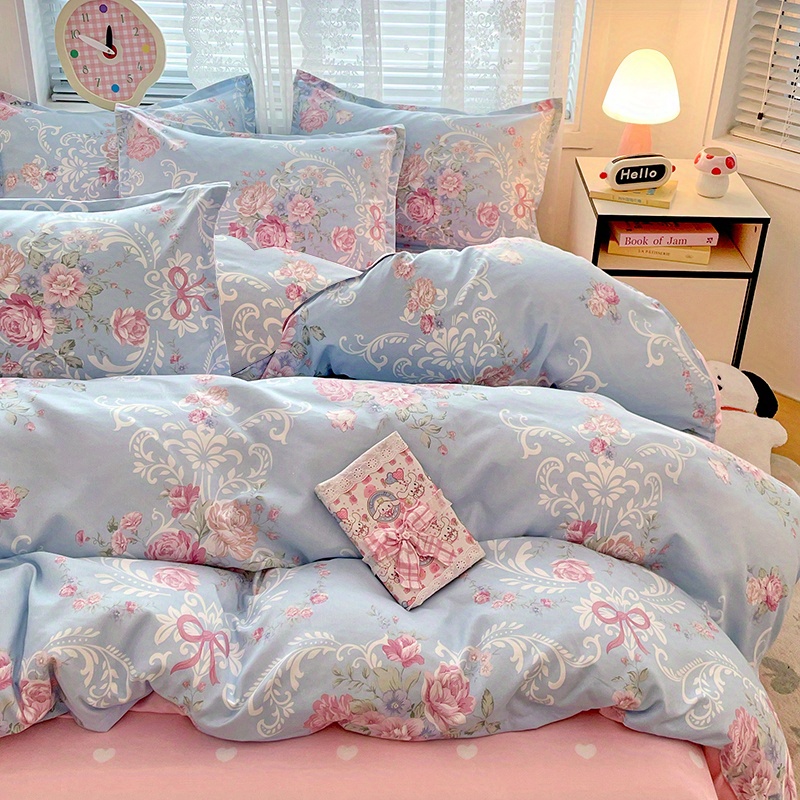 4pc Pastoral Bedding Set Soft  - Linen Duvet Cover avaliação e preço