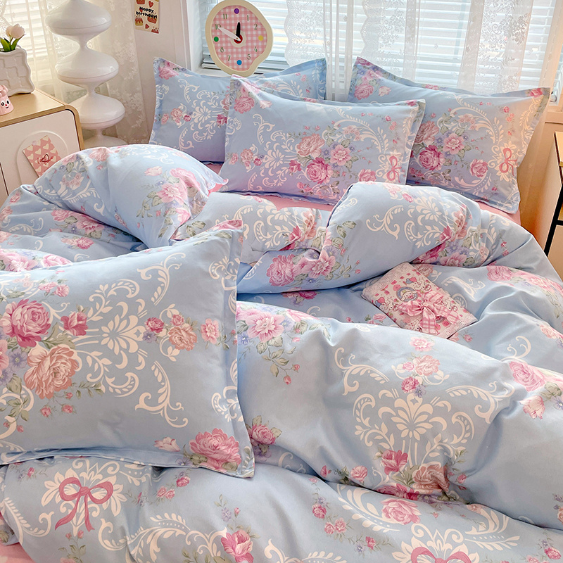 4pc Pastoral Bedding Set Soft  - Linen Duvet Cover avaliação e preço