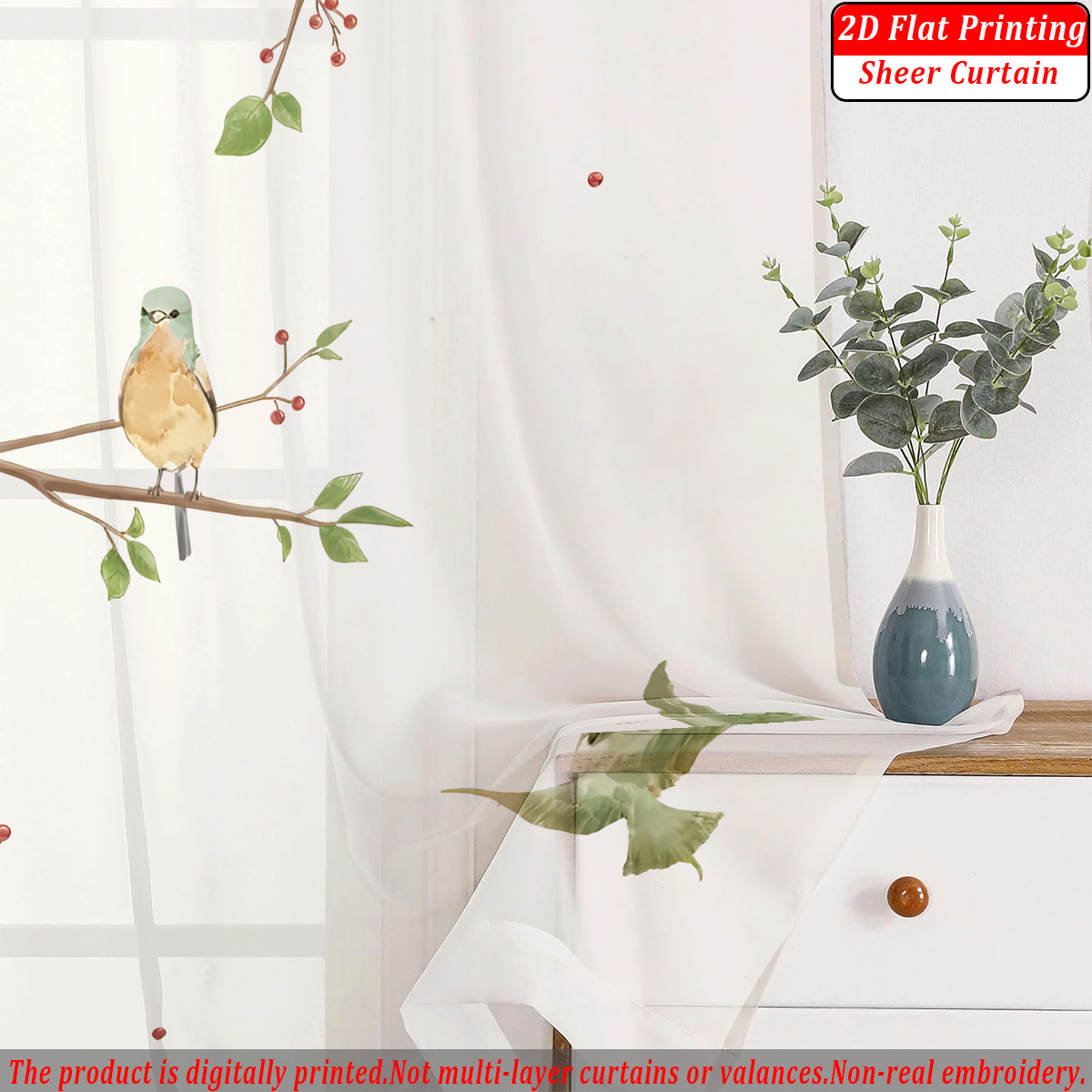 Branches Flying Birds Flat Pri - Home Textiles Curtains avaliação e preço