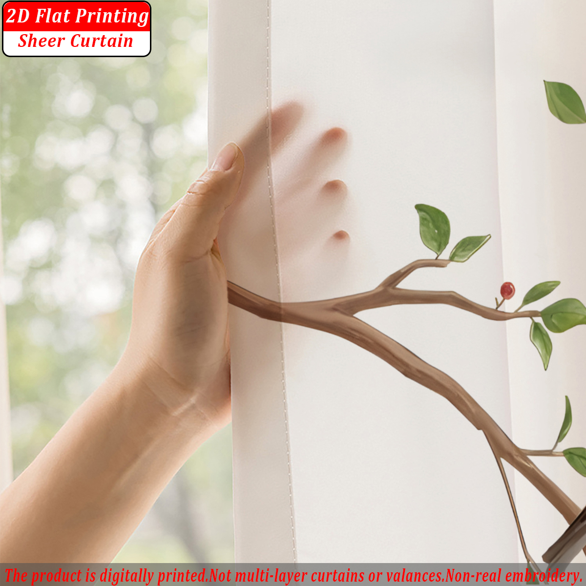 Branches Flying Birds Flat Pri - Home Textiles Curtains avaliação e preço