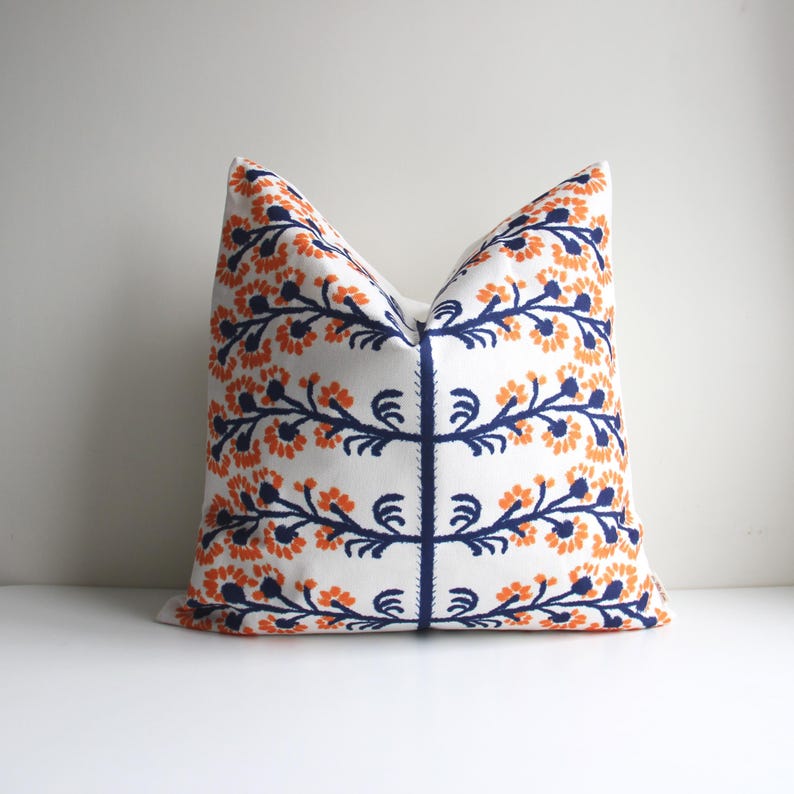 Throw Pillow Cover Navy Orange - Pillow Cover 20X20 avaliação e preço
